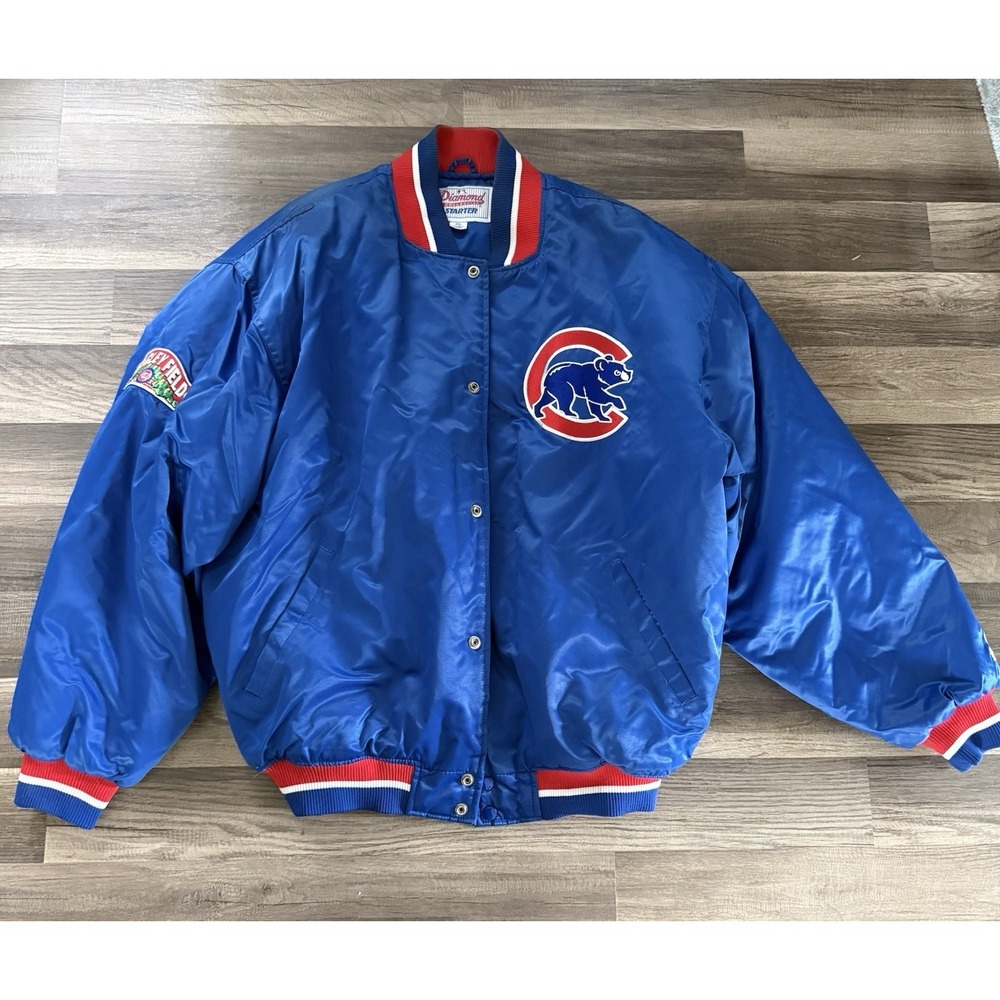 Chicago Cubs Vintage 90s Starter Diamond Collection Jacket Wrigley Patch Sz XL